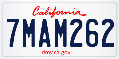 CA license plate 7MAM262