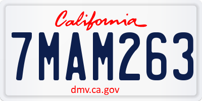 CA license plate 7MAM263