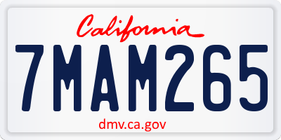CA license plate 7MAM265