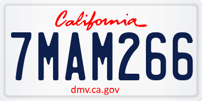 CA license plate 7MAM266