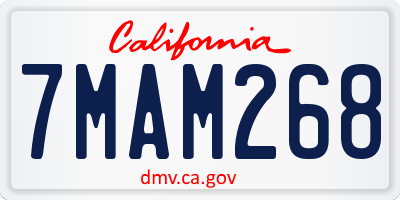 CA license plate 7MAM268