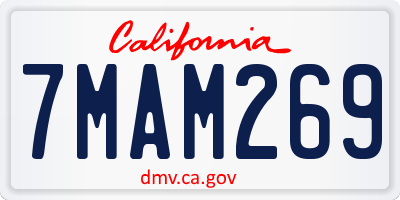 CA license plate 7MAM269