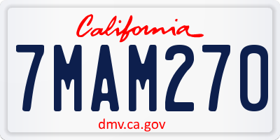 CA license plate 7MAM270