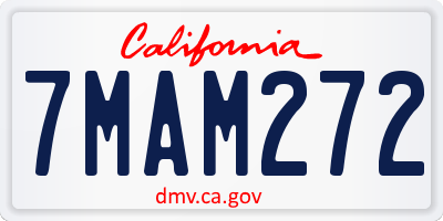 CA license plate 7MAM272