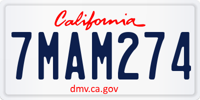 CA license plate 7MAM274