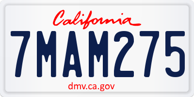 CA license plate 7MAM275