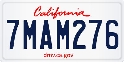 CA license plate 7MAM276