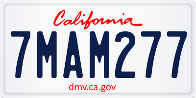 CA license plate 7MAM277