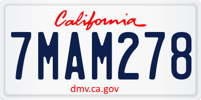 CA license plate 7MAM278