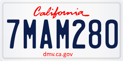 CA license plate 7MAM280