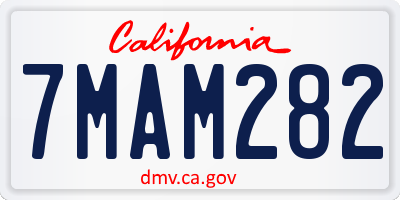 CA license plate 7MAM282