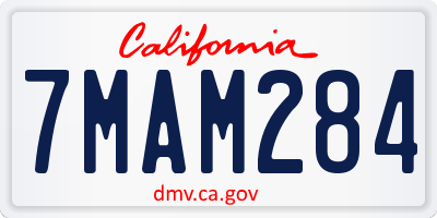CA license plate 7MAM284