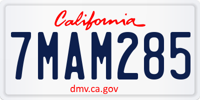 CA license plate 7MAM285
