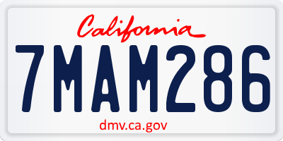 CA license plate 7MAM286