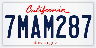 CA license plate 7MAM287