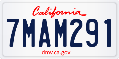 CA license plate 7MAM291
