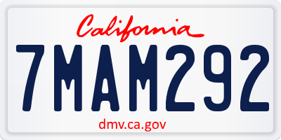 CA license plate 7MAM292