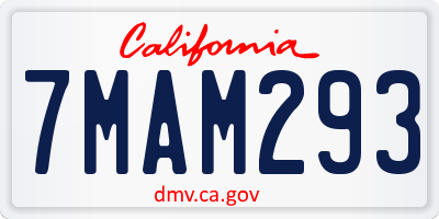 CA license plate 7MAM293