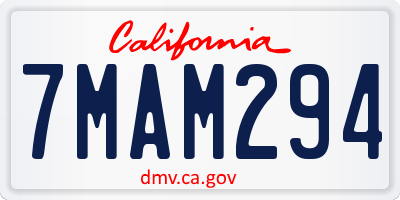 CA license plate 7MAM294