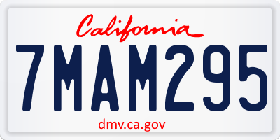 CA license plate 7MAM295