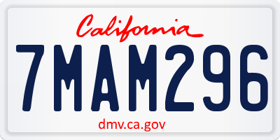 CA license plate 7MAM296