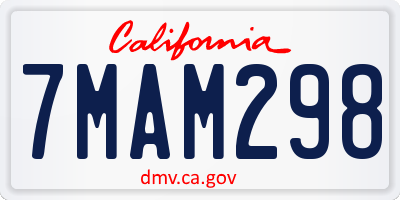CA license plate 7MAM298