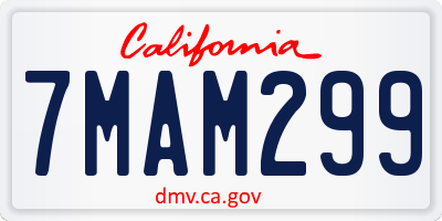 CA license plate 7MAM299