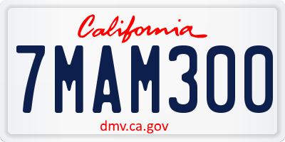 CA license plate 7MAM300
