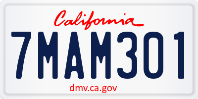 CA license plate 7MAM301