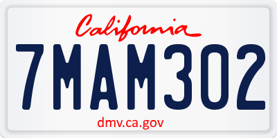CA license plate 7MAM302