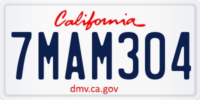 CA license plate 7MAM304