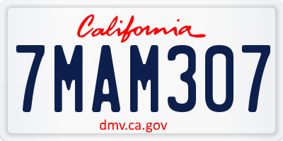 CA license plate 7MAM307