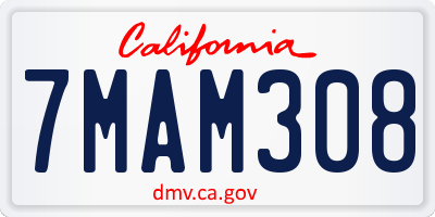 CA license plate 7MAM308
