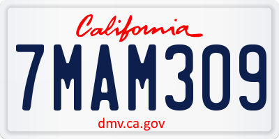 CA license plate 7MAM309
