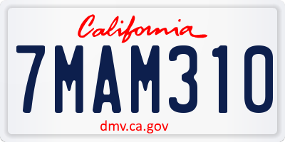 CA license plate 7MAM310