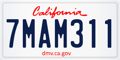 CA license plate 7MAM311