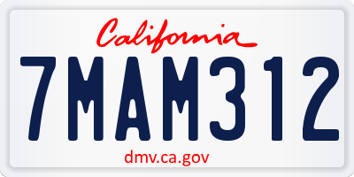 CA license plate 7MAM312