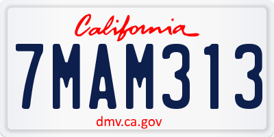 CA license plate 7MAM313