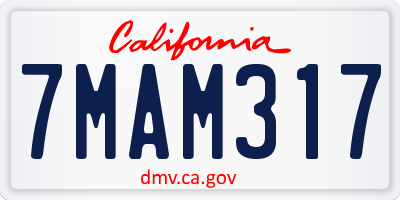 CA license plate 7MAM317