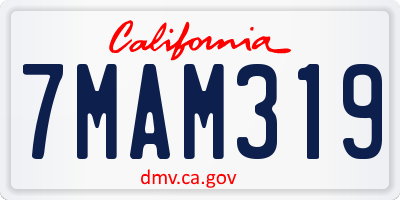 CA license plate 7MAM319