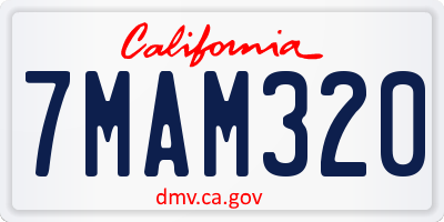 CA license plate 7MAM320