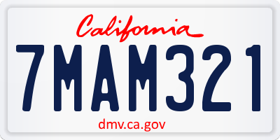 CA license plate 7MAM321