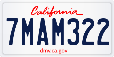 CA license plate 7MAM322