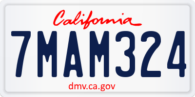 CA license plate 7MAM324
