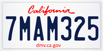 CA license plate 7MAM325