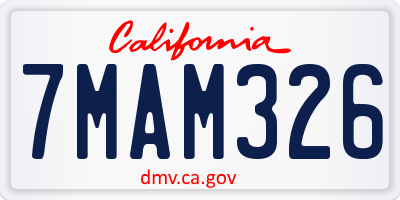 CA license plate 7MAM326