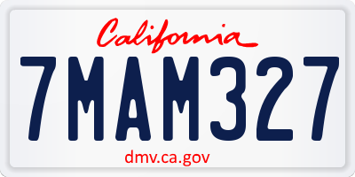 CA license plate 7MAM327