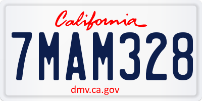 CA license plate 7MAM328