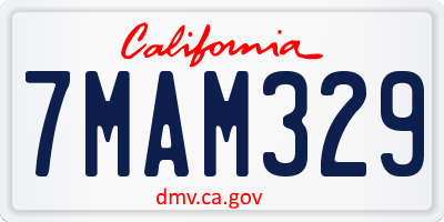 CA license plate 7MAM329