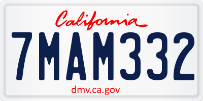 CA license plate 7MAM332